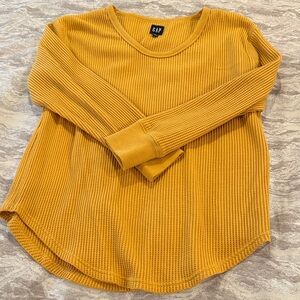 GAP Golden Mustard Waffle Knit Long Sleeve Top (large)